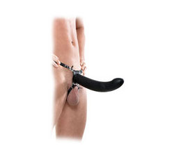 Ff Extreme 10inch Vibrating Hollow Silicone Strap On Black